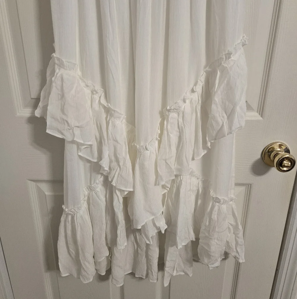 Life Women's White Ruffled Maxi Strapless Tube Top Dress Size XL - Picture 3 of 6